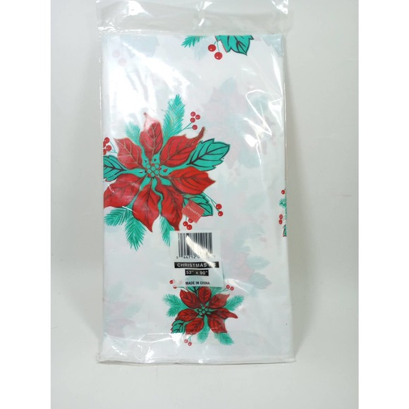 Vintage Christmas Tablecloth Poinsettia Better Home 52" x 90" Paper New (LB) - Picture 4 of 5